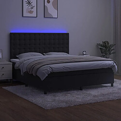 Acheter Maison Chic Lit adulte- Lit + matelas + LED,Sommier à lattes de lit matelas et LED Noir 180x200 cm Velours -GKD20609