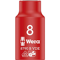 Wera 05004952001 Douille Zyklop VDE 8790 B Isolée, Rouge, 8