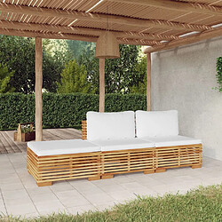 vidaXL Salon de jardin 3 pcs avec coussins Bois de teck solide