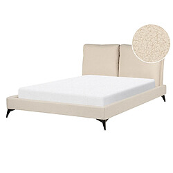 Beliani Lit double bouclé beige 140 x 200 cm MELLE