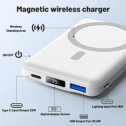 SANAG Batterie Externe Avec Magsafe, 10000Mah Power Bank Magnetique Sans Fil Pd 22.5W Charge Rapide Powerbank Usb-C Pliable Chargeur Portable Compatible Avec Iphone 16/15/14/13/12/ Pro/Mini/Pro