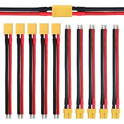 5 paires de connecteurs XT30 mâles et femelles avec câble en silicone 100mm 14AWG pour batterie RC