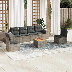 Maison Chic Salon de jardin avec coussins 7 pcs | Ensemble de Table et chaises | Mobilier d'Extérieur gris résine tressée -GKD90785