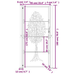 vidaXL Portail de jardin anthracite 105x180cm acier conception d'arbre pas cher