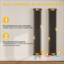 EMKE Radiateur eau chaude verticale en acier H.180 × L.35 cm 1611 W Le design Chauffage central anthracite pas cher