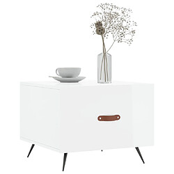 Avis Maison Chic Table basse,Table Console Table d'appoint, Table pour salon blanc brillant 50x50x40 cm bois d'ingénierie -MN96173