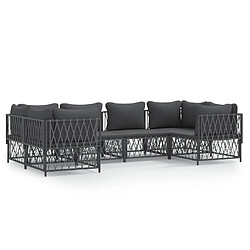 Maison Chic Salon de jardin 6 pcs avec coussins - Table et chaises d'extérieur - Mobilier/Meubles de jardin Moderne anthracite acier -MN55164