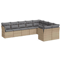 vidaXL Salon de jardin avec coussins 9 pcs beige résine tressée