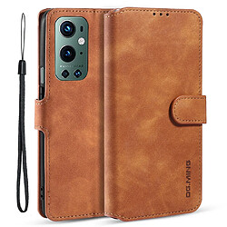 Dg.Ming Etui en PU Vintage avec support marron pour votre OnePlus 9 Pro