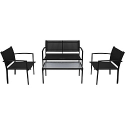 vidaXL Salon de jardin 4 pcs Textilène Noir