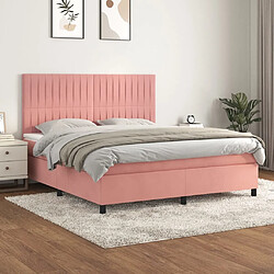 Maison Chic Lit Adulte - Lit simple Lit à sommier tapissier avec matelas moelleux - Meuble de Chambre - Rose 180x200 cm Velours -MN64925