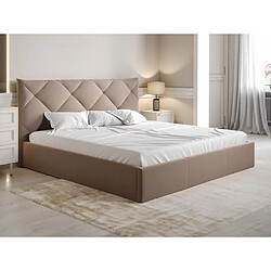 Lit coffre 180 x 200 cm - Velours - Beige + Matelas - STARI de Pascal Morabito