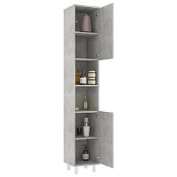 Avis Maison Chic Armoire de salle de bain,Meuble de rangement,Meuble haut Gris béton 30x30x179 cm Aggloméré -GKD271537