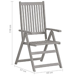 vidaXL Chaises inclinables de jardin lot de 4 et coussins Bois acacia pas cher