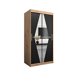 Abiks Meble Armoire Boliwia à portes coulissantes 200/100/62 2 portes (artisan/noir)