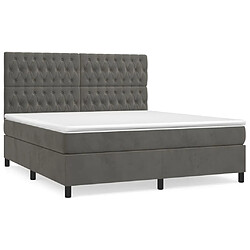 Maison Chic Lit adulte- Lit + matelas,Sommier à lattes de lit et matelas Gris foncé 180x200cm Velours -GKD78026