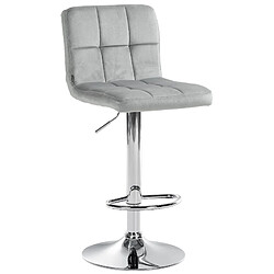 Decoshop26 Tabouret de bar chaise haute x 1 avec coutures décoratives carrées assise en velours gris pieds en métal chromé 10_0005326