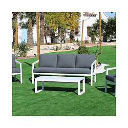 HEVEA Salon de jardin détente en aluminium blanc Acapulco.