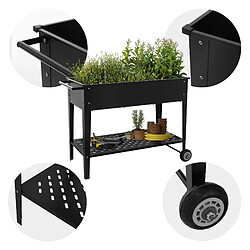 Avis ML-Design 4x Jardinière surélevée mobile noir 98x50x79,5 cm bac à plantes sur roulettes