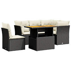 Maison Chic Ensemble de 5 Tables et chaises d'extérieur avec coussins,Salon de jardin noir résine tressée -GKD759585