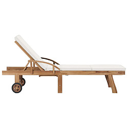 Acheter Maison Chic Lot de 2 Chaises longues avec coussins | Transat Bain de soleil Bois de teck solide Crème -GKD62403