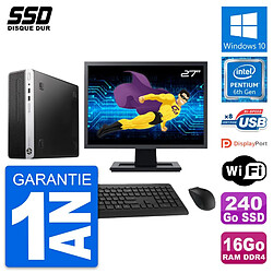 PC HP ProDesk 400 G4 SFF Ecran 27" G4400 RAM 16Go SSD 240Go Windows 10 Wifi - Occasion