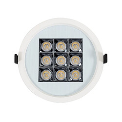 Ledkia Downlight LED 30W Rond AERO UGR13 Coupe Ø 200 mm Blanc chaud 3000K pas cher