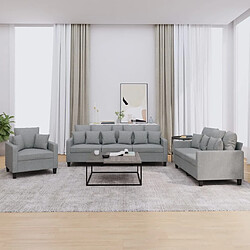 vidaXL Ensemble de canapés 3 pcs coussins gris clair tissu