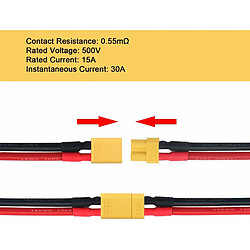 5 paires de connecteurs XT30 mâles et femelles avec câble en silicone 100mm 14AWG pour batterie RC