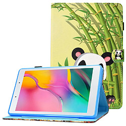 Etui en PU motif de lignes de piqûres avec support et porte-cartes pour votre Samsung Galaxy Tab A 8.0 (2019) SM-T290 (Wi-Fi)/SM-T295 (LTE) - Panda