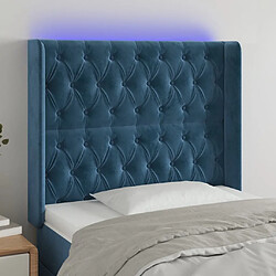 Maison Chic Tête de lit scandinave à LED,meuble de chambre Bleu foncé 93x16x118/128 cm Velours -MN42918