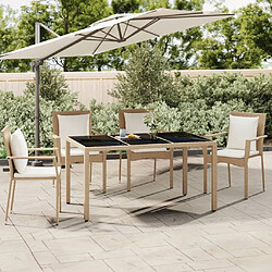 Maison Chic Table de jardin | Table d'extérieur plateau en verre Résine tressée verre trempé -GKD93556