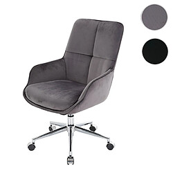 Mendler Chaise de bureau HWC-J64, chaise pivotante avec accoudoirs réglable en hauteur velours ~ gris foncé