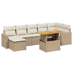 vidaXL Salon de jardin avec coussins 8 pcs beige résine tressée