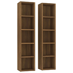 vidaXL Armoires à CD 2 pcs Chêne marron 21x16x93,5cm Bois d'ingénierie