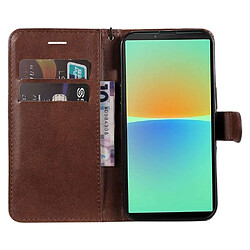 Htdmobiles Housse pour Sony Xperia 10 IV 5G - etui coque pochette portefeuille + verre trempe - MARRON