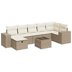 vidaXL Salon de jardin avec coussins 8 pcs beige résine tressée