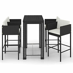 Maison Chic Ensemble de bar de jardin 5 pcs et coussins,Table + chaises + coussins de jardin Résine tressée Noir -GKD465193