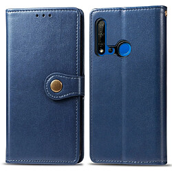 Wewoo Housse Coque Étui en cuir de protection de téléphone portable avec boucle de couleur unie rétro lanière et cadre photo et fente pour carte et portefeuille et fonction de support Huawei P20 lite 2019 / Nova 5i bleu