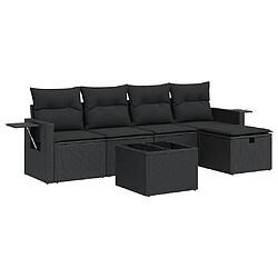 vidaXL Salon de jardin 6 pcs avec coussins noir résine tressée