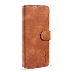 Dg.Ming Etui en PU rétro marron pour votre Samsung Galaxy S20 Ultra