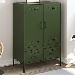 vidaXL Buffet haut vert olive 68x39x101,5 cm acier