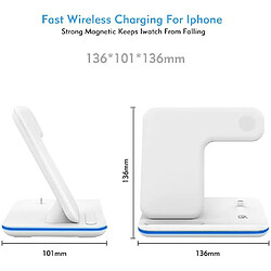 Chrono Chargeur sans fil, 3 en 1 Qi 15W Support de charge rapide sans fil pour Airpods Apple Watch, Station de charge sans fil pour iPhone 12/11/11 Pro/11Pro Max/XS Max/XR Galaxy Note 10+/S10+ Huawei P30 Pro,(blanc) pas cher