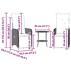 vidaXL Chaises inclinables de jardin lot de 2 et table résine tressée pas cher