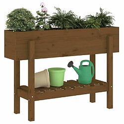 Avis Maison Chic Jardinière,Lit surélevé de jardin - Bac à fleurs - pot de fleur marron miel 101x30x69 cm bois pin massif -GKD81740