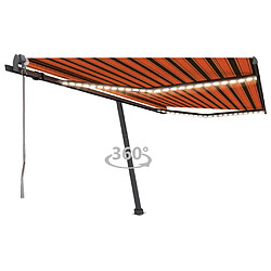 Maison Chic Auvent automatique | Store banne extérieur | Marquise capteur de vent/LED 400x300 cm Orange/marron -MN65410