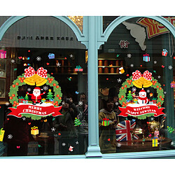 Avis 2PCS Décorations de Noël Scène Disposition de la scène Porte-porte Verre Stickers de porte Santa Claus Couronne Stickers de porte coulissante