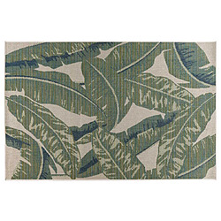 Lisa Design Noumea - tapis rectangulaire motif floral - intérieur et extérieur - vert et beige