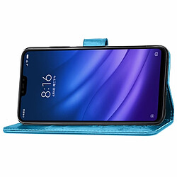 Wewoo Housse Coque Étui en cuir motif de fleurs pressées Lucky Clover pour Xiaomi Mi 8 Lite, avec support et emplacements pour cartes, ainsi que portefeuille dragonne (bleu) pas cher