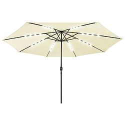 vidaXL Parasol de jardin avec lumières LED et mât en métal 400cm sable